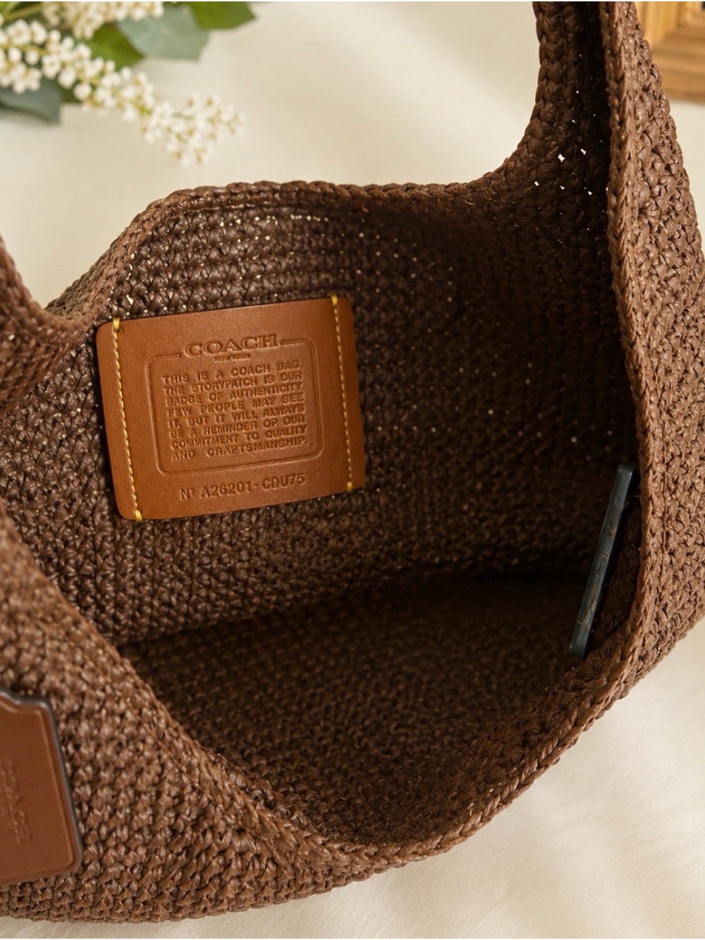 Coach Brooklyn Shoulder Bag 28 – Maple Woven/Straw Hobo – Style CDU75 - Picture 4 of 4